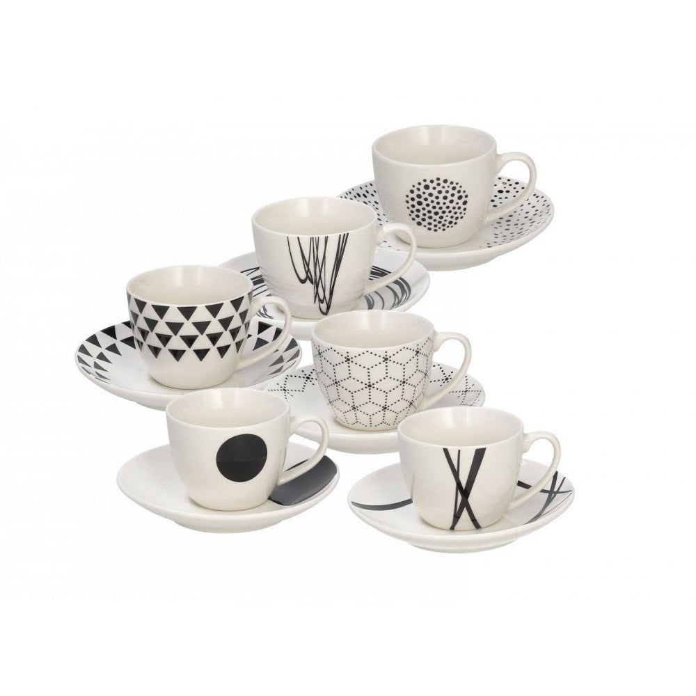 Set de 6 tazas de café con plato coordinado Metropolis Graphic Line Tognana