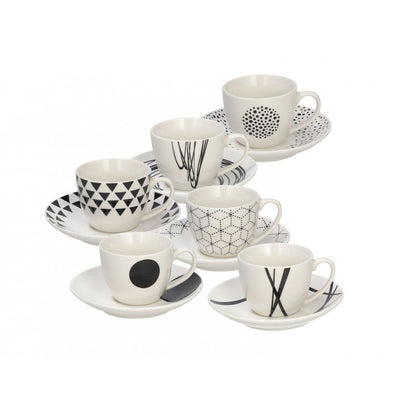 Set of 6 coffee cups with coordinated saucer Metropolis Graphic Line Tognana