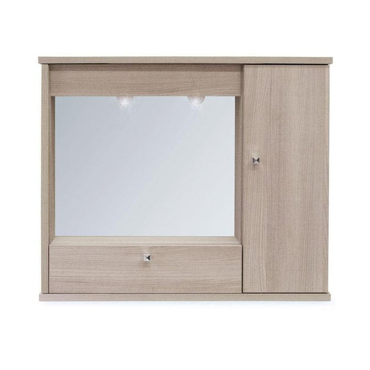 Modern bathroom furniture mirror 1 door with flap elm h.61x73x14