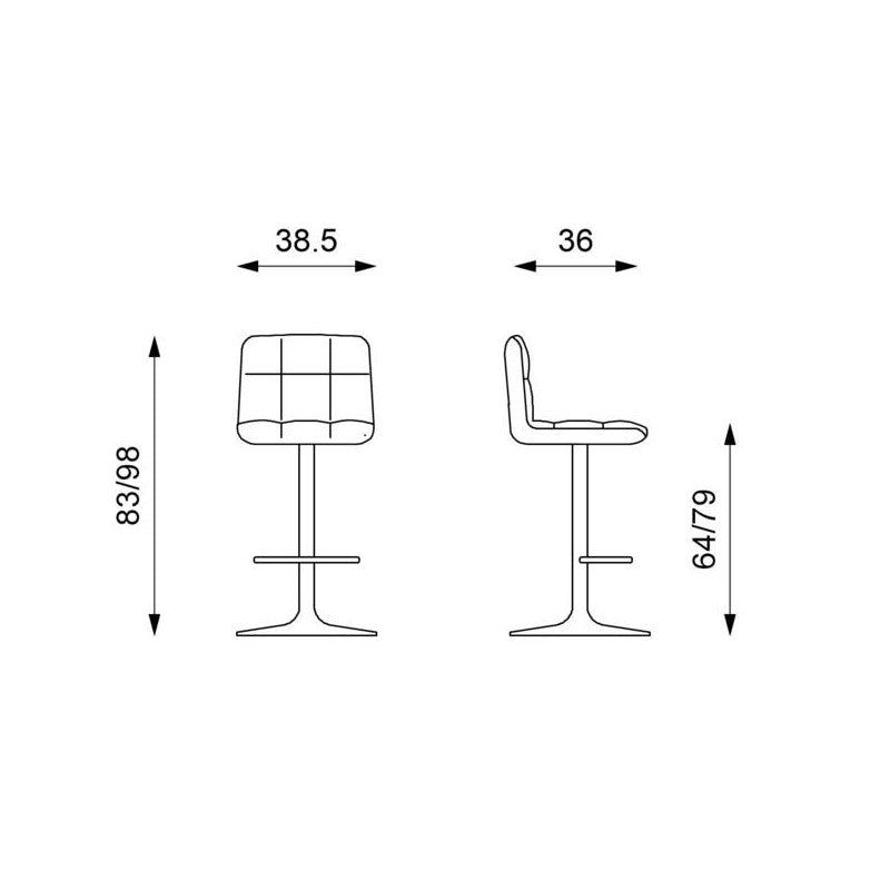 Sgabello moderno de ecopiel gris ajustable en altura 2x