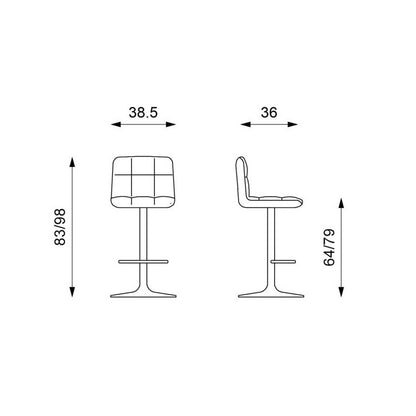 Sgabello moderno de ecopiel gris ajustable en altura 2x