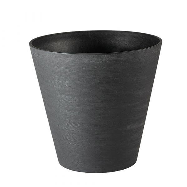 Black repotting pot with rounded edge