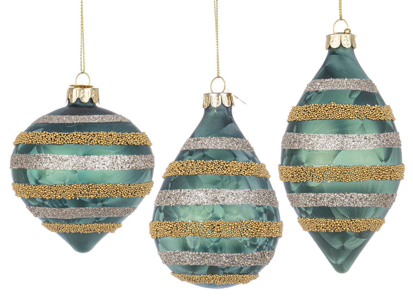 Cleo Green Horizontal Glass Pendant assorted 3