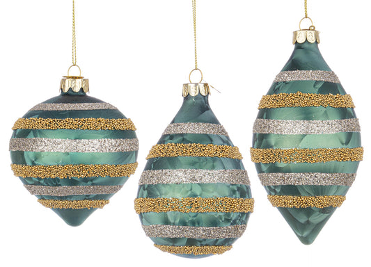 Cleo Green Horizontal Glass Pendant assorted 3