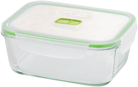 1.5 liter 2-in-1 rectangular glass container.