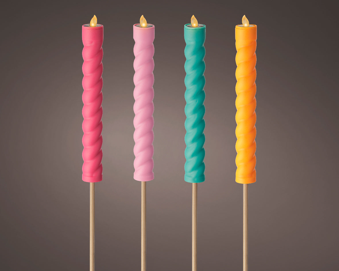 Flame-effect plastic solar candle - fire 4 assorted colours