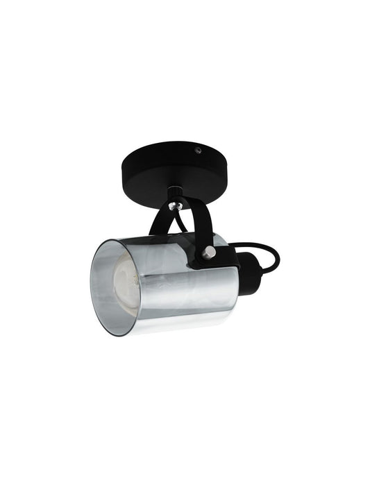 Spotlight Adjustable Black Spot Smoked Glass Cylinder Berregas Eglo