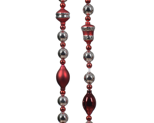 Ghirlanda de Perlas de Vidrio Antiguo para Navidad - Rojo - 180cm x 3cm