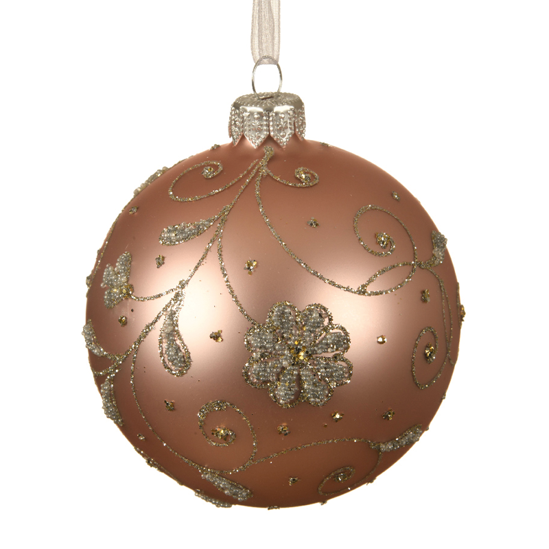 Christmas ball in rose-gold glass Ø8 cm