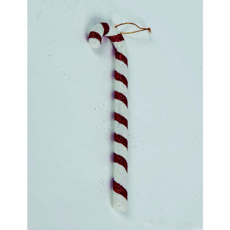 Christmas stick with red white glitter 22 cm