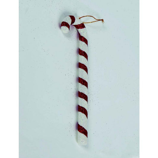 Christmas stick with red white glitter 22 cm