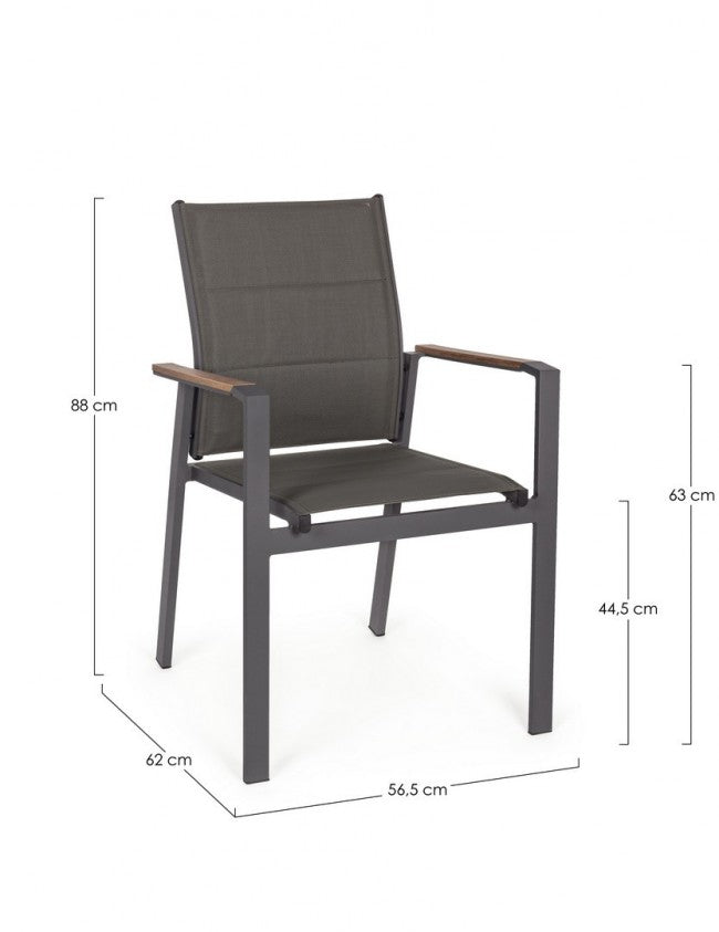 Kubik Anthracite Chair With Armrests In Aluminum