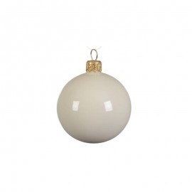 Christmas tree bauble in milk white glass 6 cm