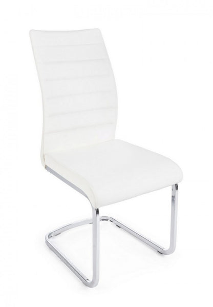 Silla Moderna Tapizada En Polipiel Myra Blanco