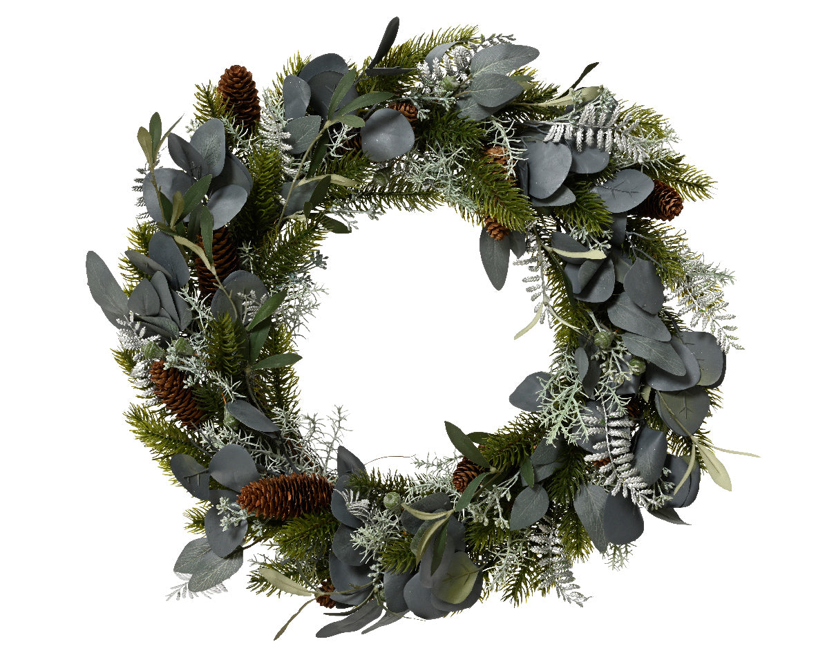 Modern Silver Leaf and Pinecone Indoor Garland H 12 Ø 60 cm