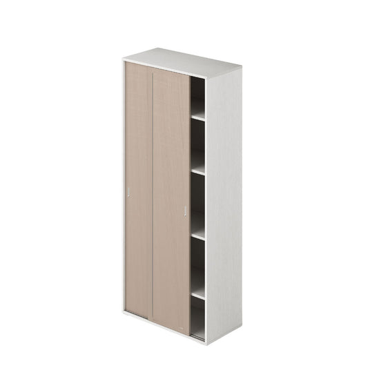 Sliding Door Wardrobe with Shelves Olmo Color White Structure H212x90x43cm