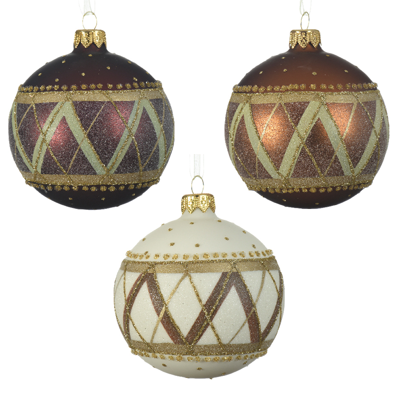 Assorted CHECKED Christmas balls Ø8 cm