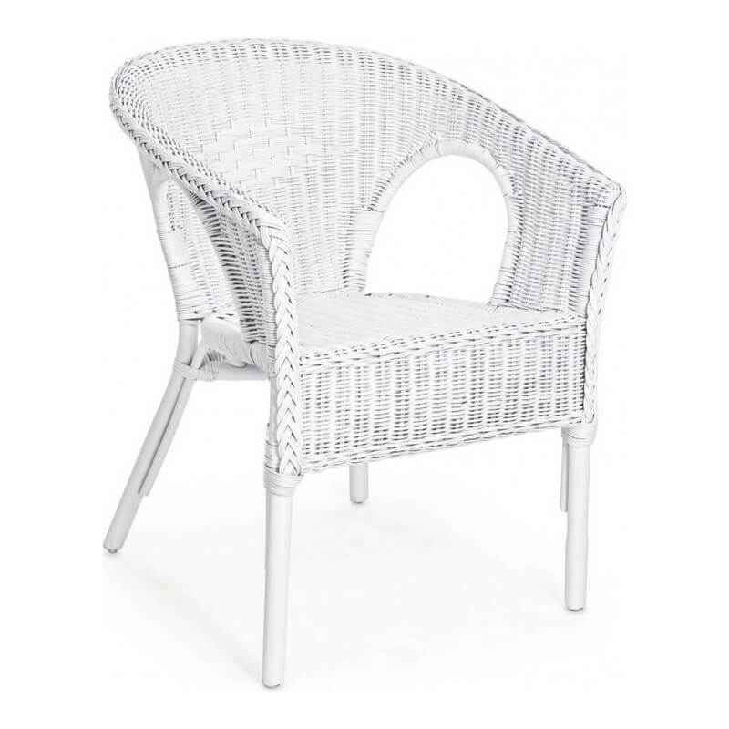 Weißes Rattan-Sessel Alliss - 58x61x74 cm