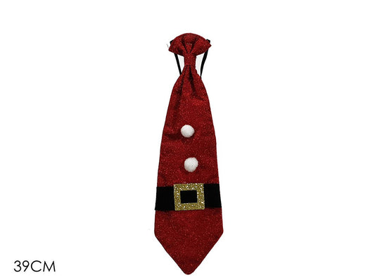 Red Christmas tie Santa Claus 39x10 cm