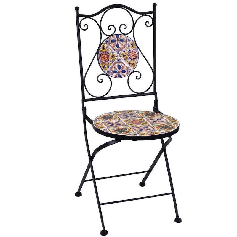 Trapani Round Mosaic Chair Cm Ø38H46-92