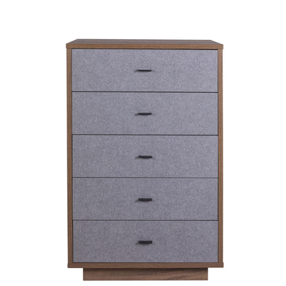 Eleganter 5-Schubladen-Schrank - Nussbaum/Grau - 70,30x108,70x44,40 cm