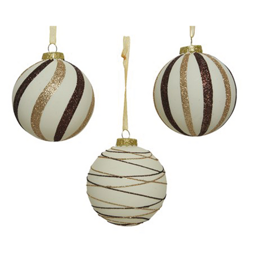 Assorted white - brown - gold Christmas ball Ø8cm