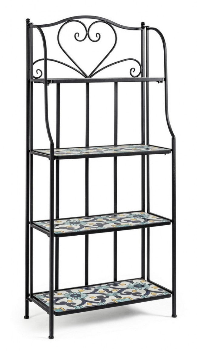 Librería 4 estantes de metal estilo country Positano cm 57x28x133h Iperbriko