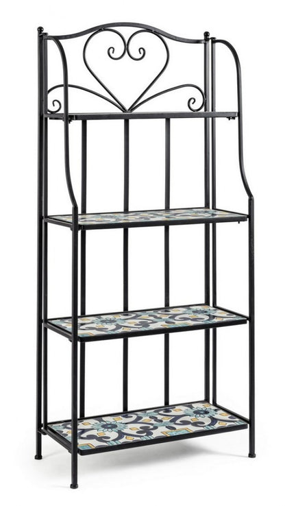 Librería 4 estantes de metal estilo country Positano cm 57x28x133h Iperbriko