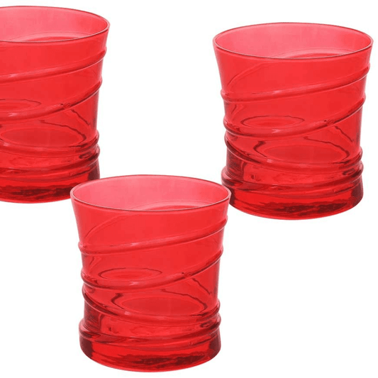 Set of 3 glasses in red glass 310 cc