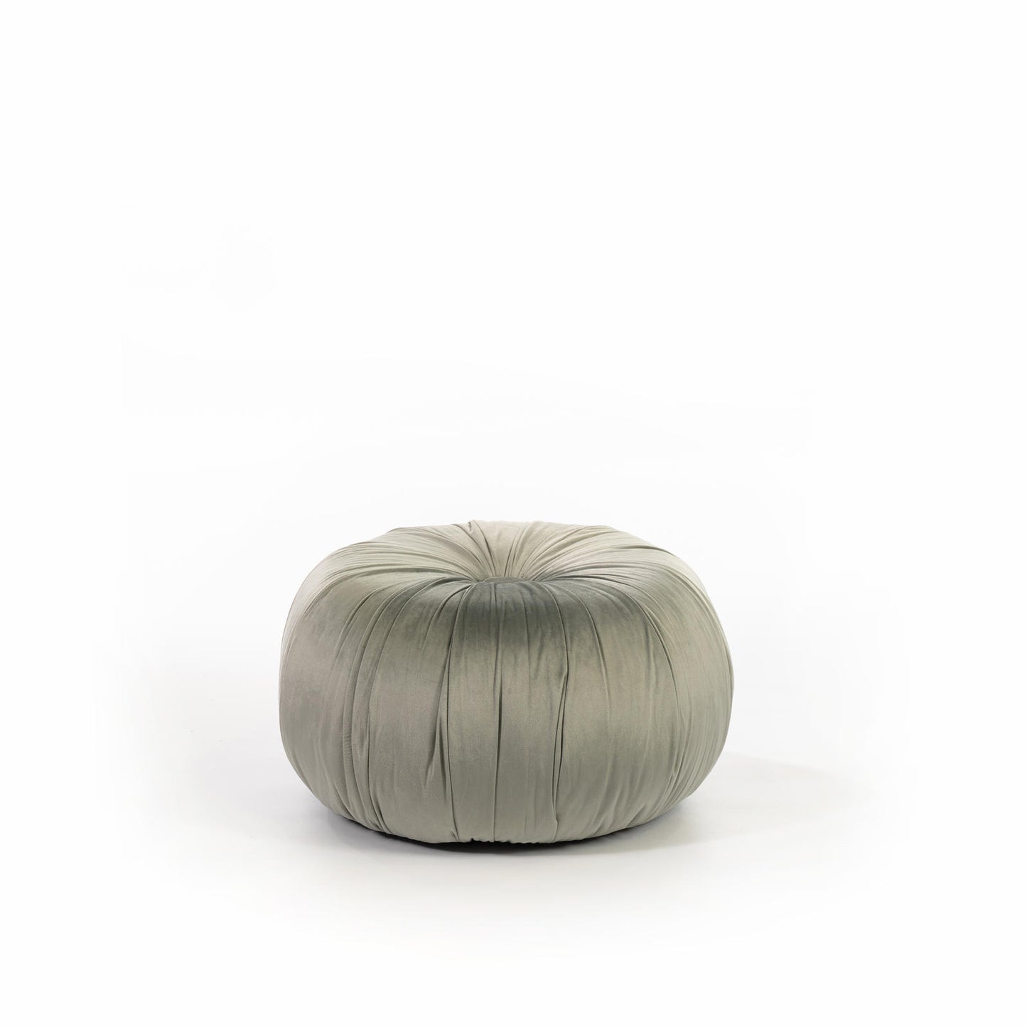 Gray Velvet Metal Design Pouf - 36cm x 36cm x 30cm