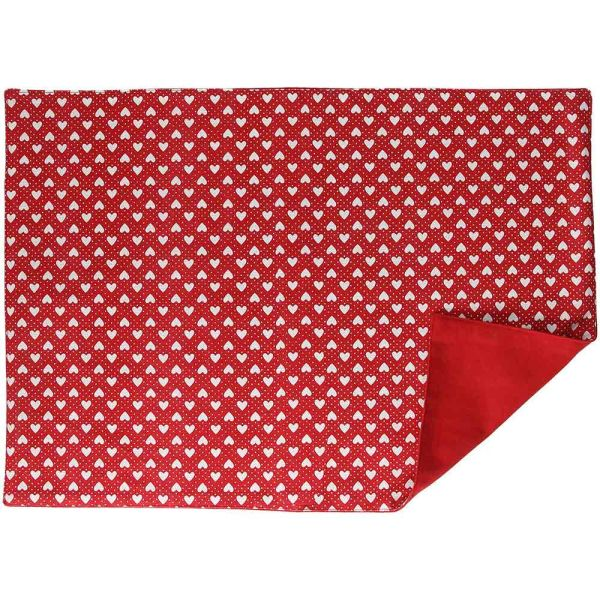 Red Placemat 35x50 cm with White Hearts - Xmas Love