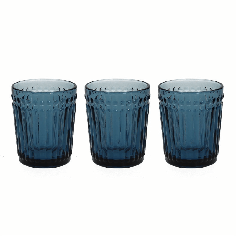 Set 3 Gläser 300 cc Dorico in blauem Glas