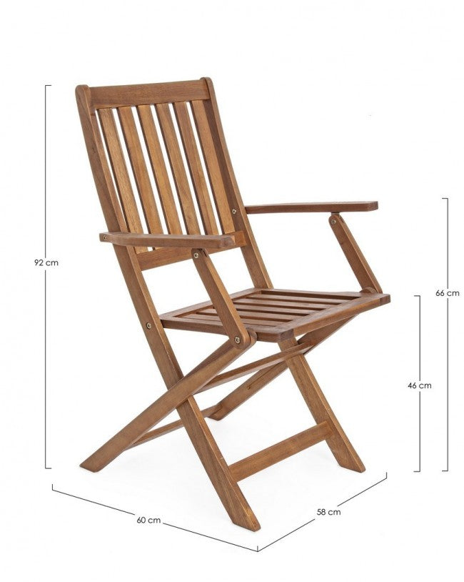 Mali Folding Chair With Armrests In Melamine Wood