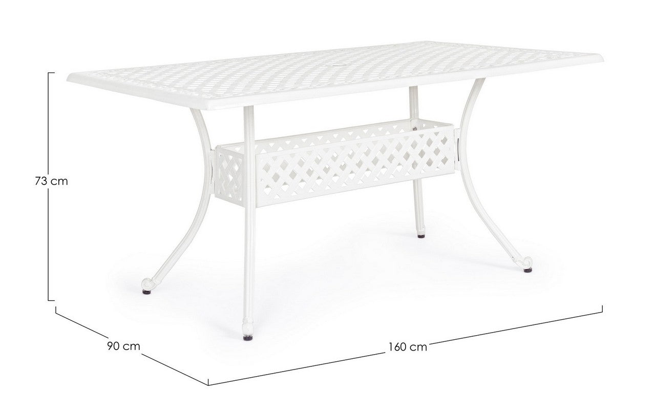 Mesa blanca rectangular para exteriores 90x160 cm