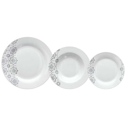 Dinnerware Set 18 Pieces Frost Porcelain Gray