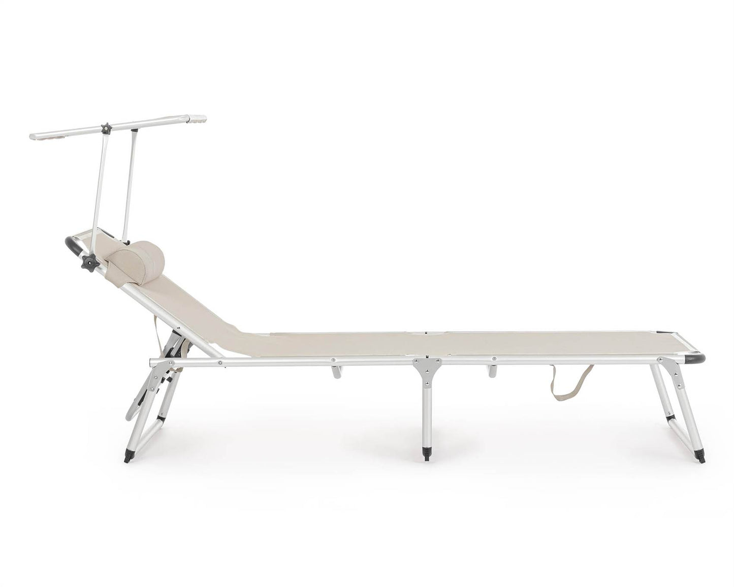 Folding Sun Lounger with Gray Ice Canopy - 193x76x31 cm