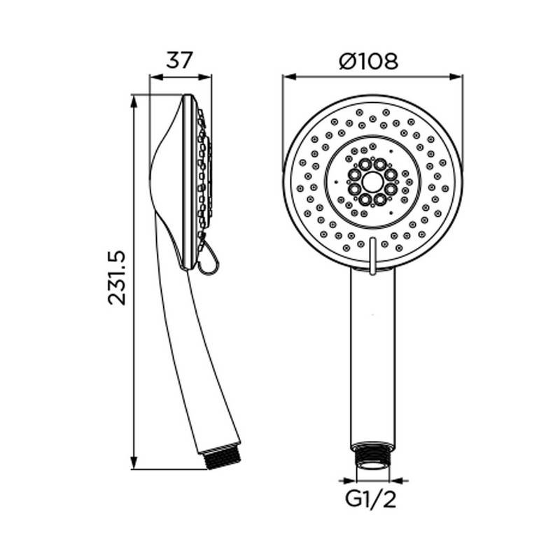 5-jet chrome hand shower with ivy decoration