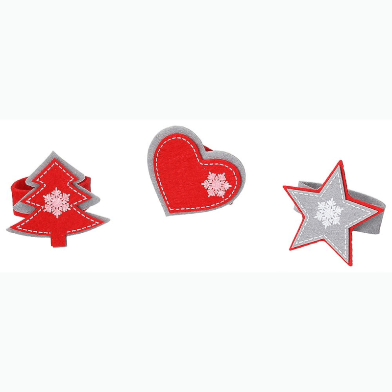 Set de 6 servilleteros 7 cm Fieltro rojo