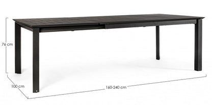 Konnor anthracite Iperbriko extendable garden table