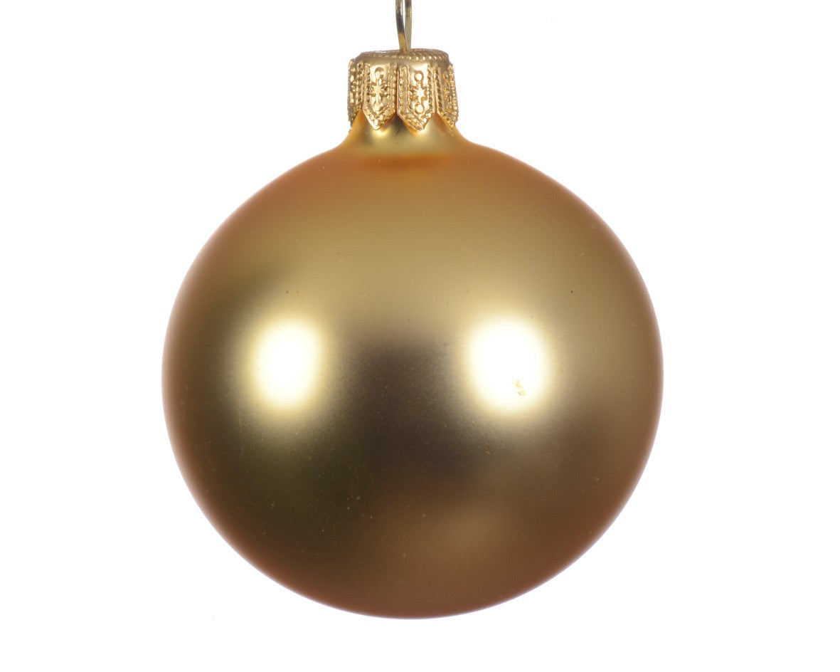 Glass Christmas ball Matt gold color Measures 15 cm