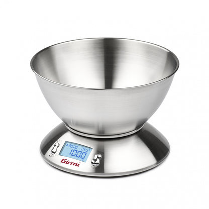 Libra of electronic kitchen with stainless steel bowl - 1GR/5kg measurement - Double weight staircase GR/OZ - Large digital display - Tara function and timer - Duturement - Dimensions: 210 x 140 mm