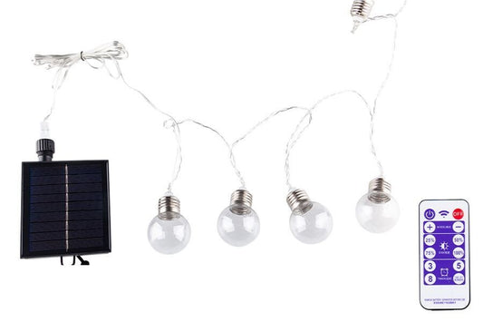 Cadena luminosa solar LED al aire libre - 25 bombillas blancas calientes - 9.5m - control remoto