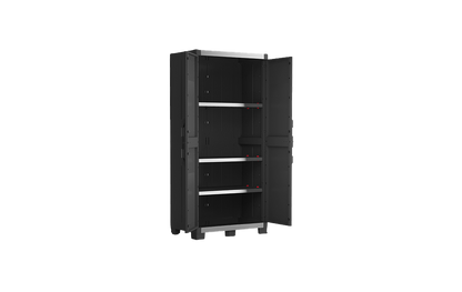 Hochschrank aus Kunststoff 4 verstärkte Böden 88x45x181H cm. schwarze Garage XL