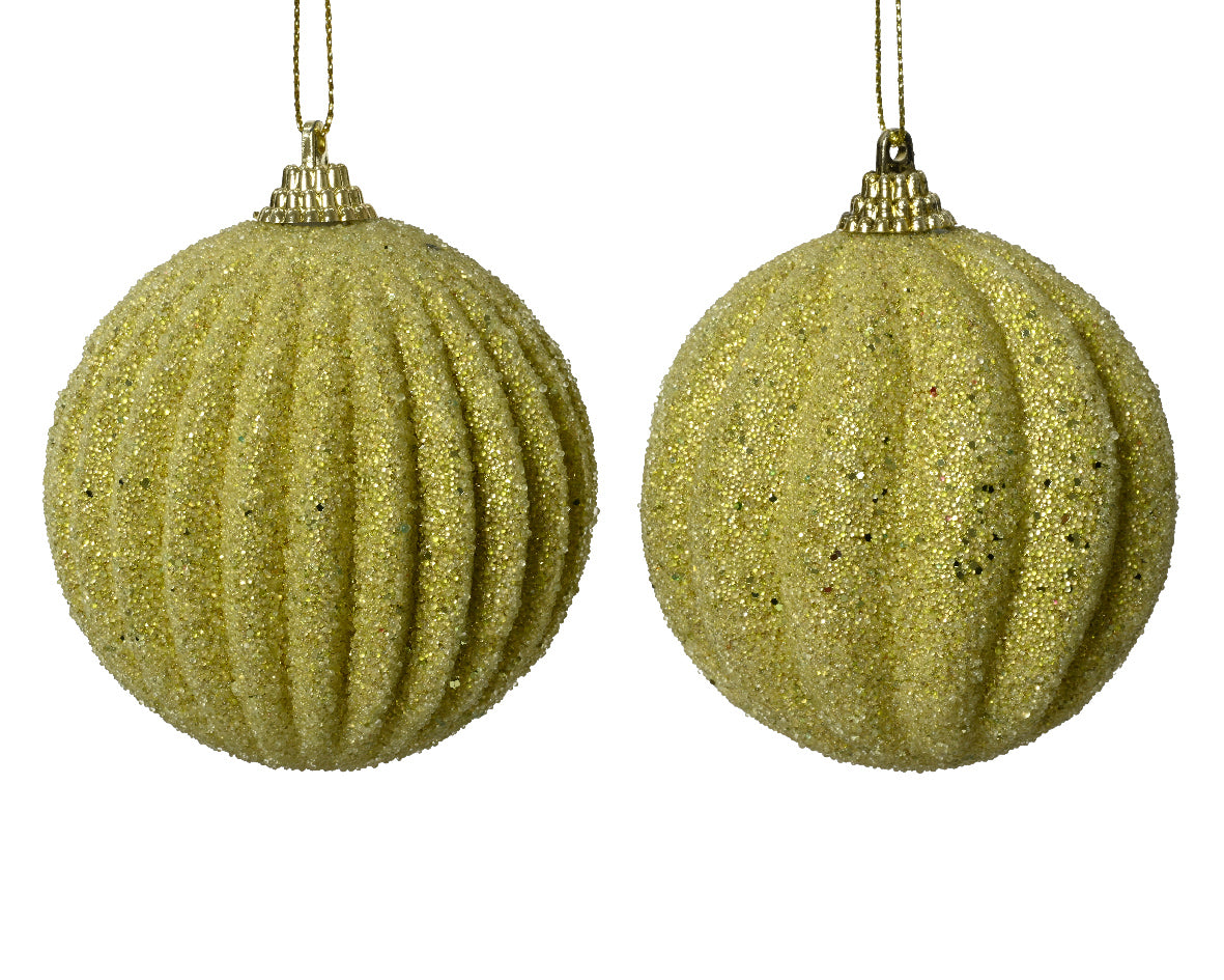 Christmas Foam Ball with Glitter Beads, 2pcs, Pistachio Color, ø 8cm