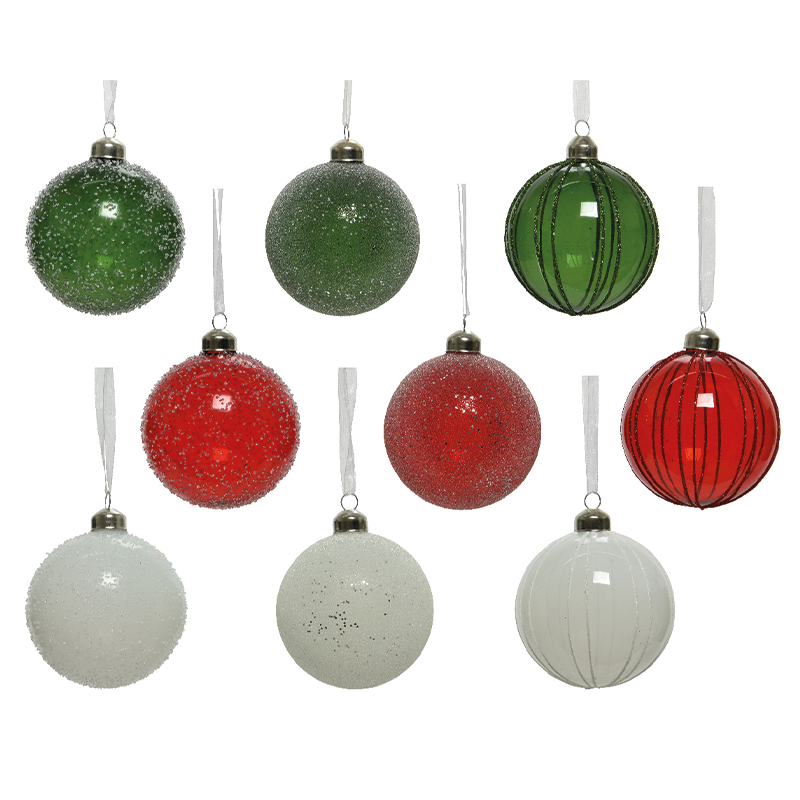 Bola de Navidad surtida verde - blanca Ø8 cm