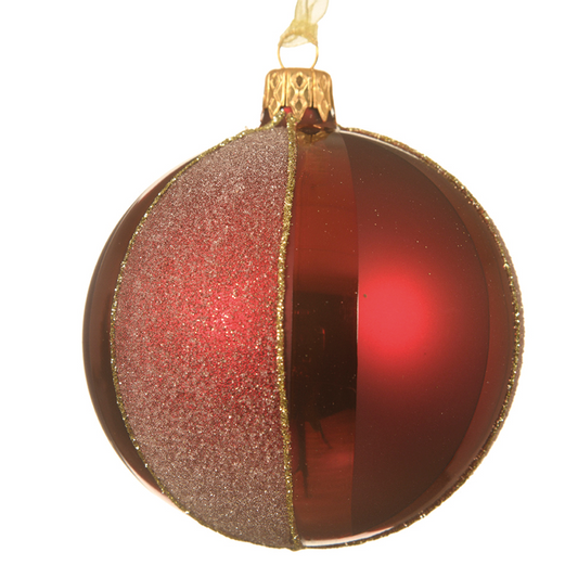 Red Christmas ball with wedges effect Ø8 cm