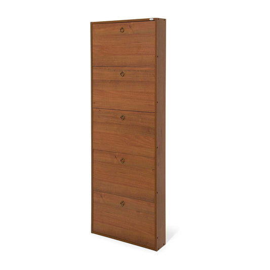 Wooden shoe rack with 5 doors - h.180 x 65 x p.15