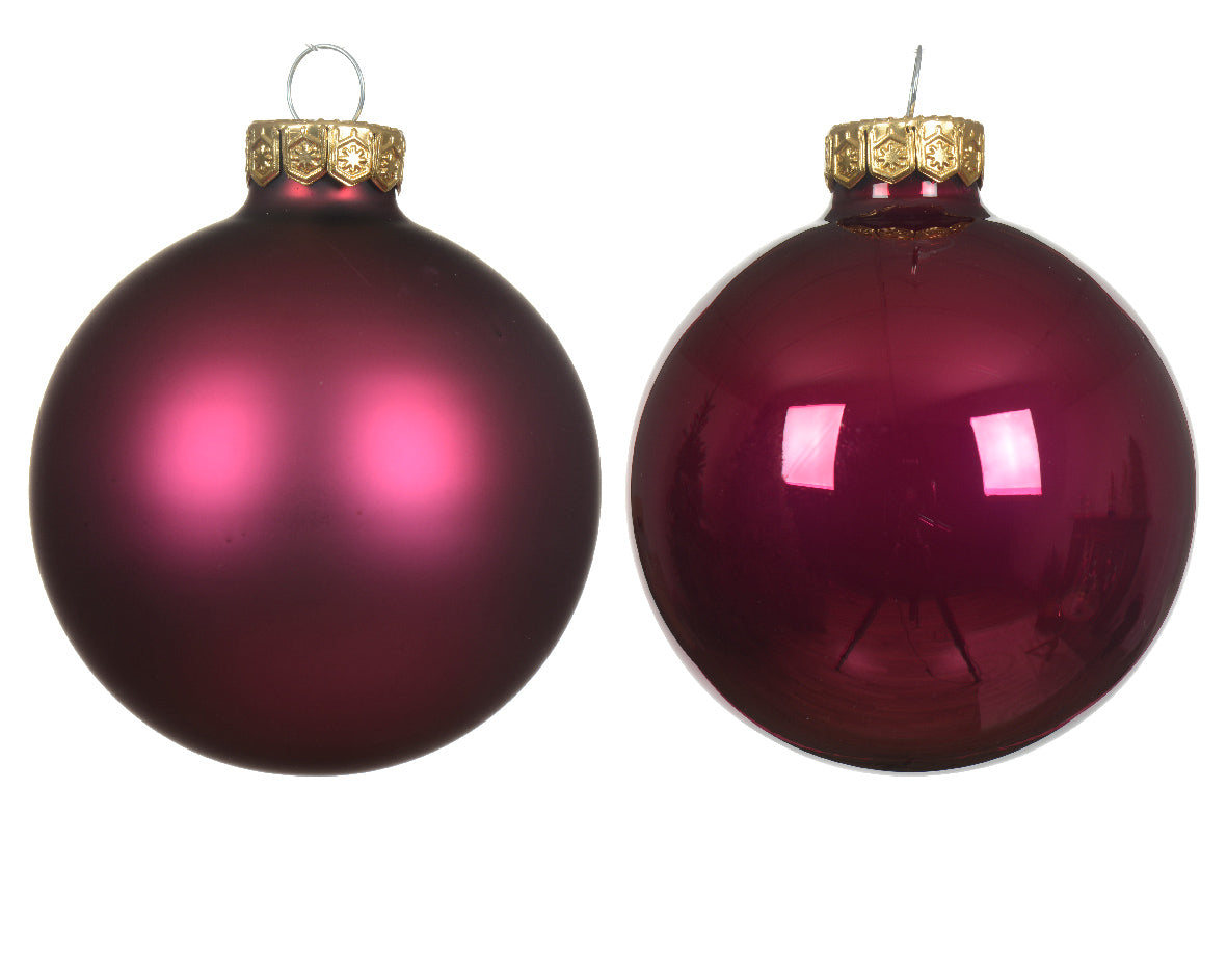 Set of 10 Christmas balls 6 cm red wine