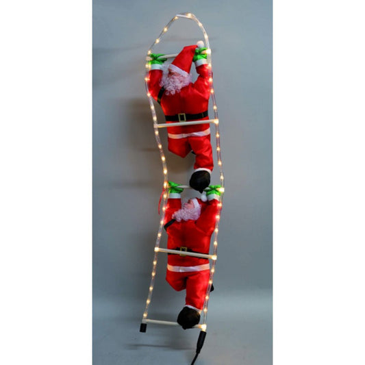 Papá Noel con escalera tubo de luz 20 x 106 cm para exterior