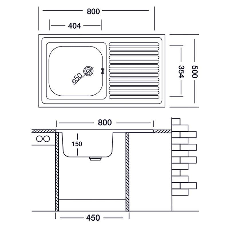 Kitchen Sink with DX DX DX DEGRATION SHOWERS FROM 50x80 cm